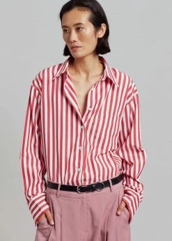 The Frankie Shop CLOTHING Lui Stripe Shirt - Red