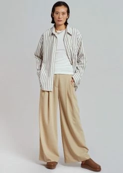 The Frankie Shop Lui Stripe Shirt - Sand CLOTHING