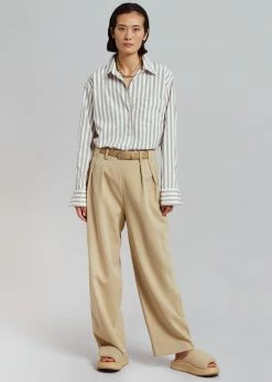 The Frankie Shop Lui Stripe Shirt - Sand CLOTHING