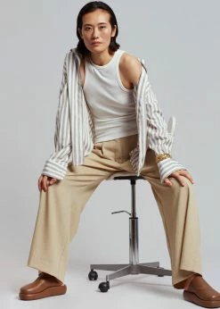 The Frankie Shop Lui Stripe Shirt - Sand CLOTHING