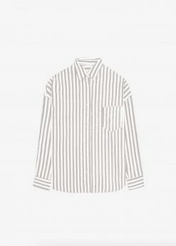 The Frankie Shop Lui Stripe Shirt - Sand CLOTHING