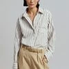 The Frankie Shop Lui Stripe Shirt - Sand CLOTHING