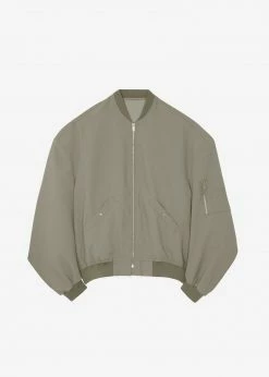 The Frankie Shop Lumi Bomber Jacket - Dark Olive