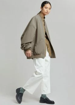 The Frankie Shop Lumi Bomber Jacket - Dark Olive