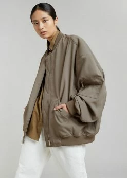 The Frankie Shop Lumi Bomber Jacket - Dark Olive