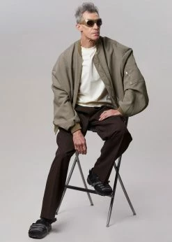 The Frankie Shop Lumi Bomber Jacket - Dark Olive