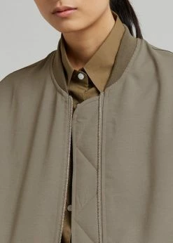 The Frankie Shop Lumi Bomber Jacket - Dark Olive