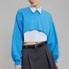 August CLOTHING Luz Cropped Sweatshirt - Blue