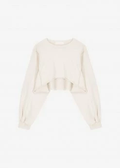 Discount 𧨠August CLOTHING Luz Cropped Sweatshirt - Cream ⨠13 August CLOTHING Luz Cropped Sweatshirt - Cream