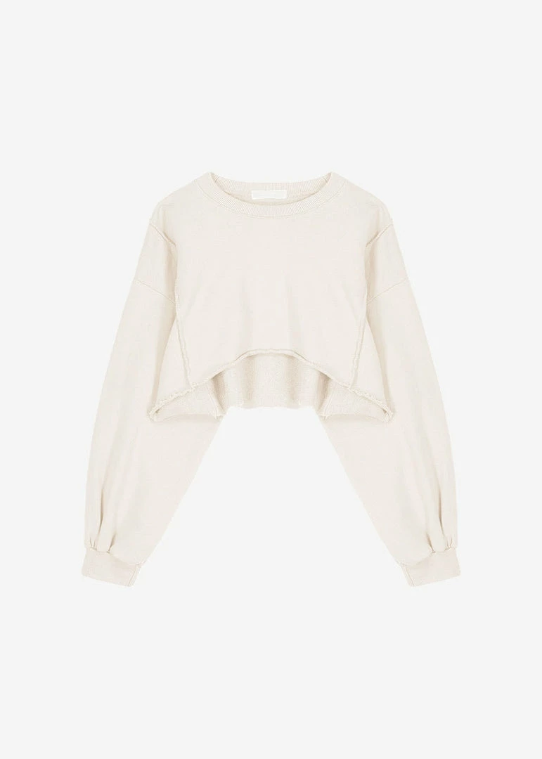 Discount 𧨠August CLOTHING Luz Cropped Sweatshirt - Cream ⨠7 August CLOTHING Luz Cropped Sweatshirt - Cream