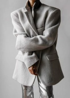 The Frankie Shop Mabel Fuzzy Oversized Blazer - Birch