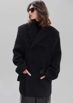 Paper Moon Mabel Fuzzy Oversized Blazer - Black
