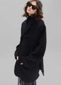 Wholesale ⭐ Paper Moon Mabel Fuzzy Oversized Blazer - Black ⭐ 12 Paper Moon Mabel Fuzzy Oversized Blazer - Black