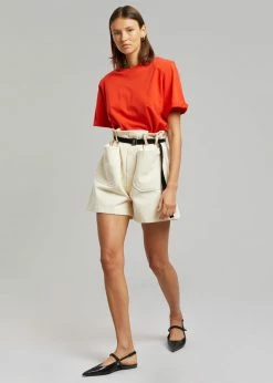 Buy 🎁 The Frankie Shop Mae Denim Shorts - Beige 😉 14 The Frankie Shop Mae Denim Shorts - Beige