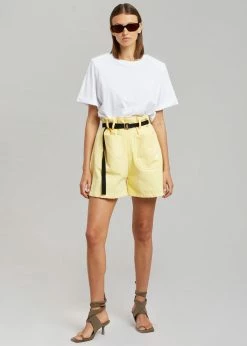 The Frankie Shop Mae Denim Shorts - Pale Yellow CLOTHING