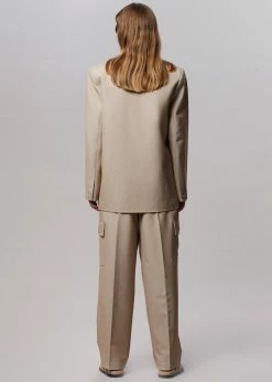 The Frankie Shop Maesa Collarless Jacket - Taupe Melange