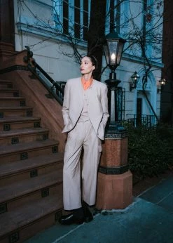 The Frankie Shop Maesa Collarless Jacket - Taupe Melange