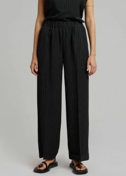 Le PPL CLOTHING Malo Pinstripe Pants - Black
