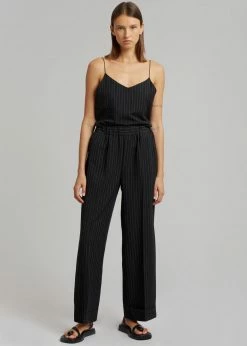 Le PPL CLOTHING Malo Pinstripe Pants - Black