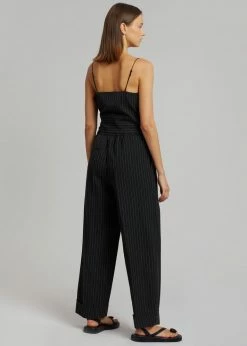 Le PPL CLOTHING Malo Pinstripe Pants - Black