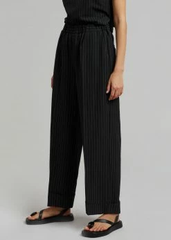 Le PPL CLOTHING Malo Pinstripe Pants - Black