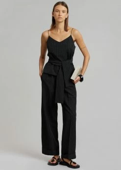 Le PPL CLOTHING Malo Pinstripe Pants - Black