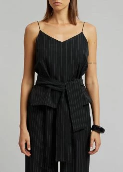 Le PPL Malo Pinstripe Top - Black