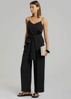 Le PPL Malo Pinstripe Top - Black