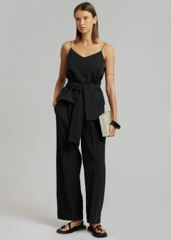 Le PPL Malo Pinstripe Top - Black