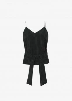 Le PPL Malo Pinstripe Top - Black