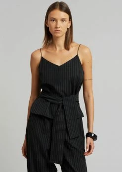Le PPL Malo Pinstripe Top - Black