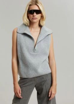 Mini Market CLOTHING Malou Zip Vest - Heather Grey