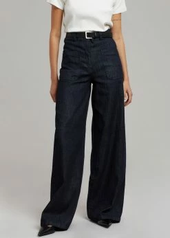 The Frankie Shop Mar High Waisted Denim Pant - Dark Indigo