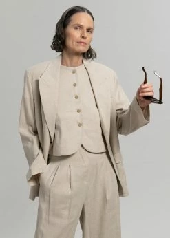 The Frankie Shop Maria Linen Blazer - Beige