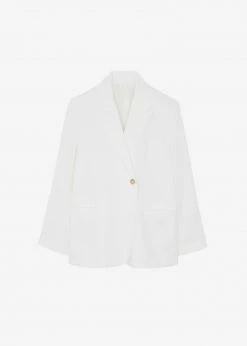 The Frankie Shop Maria Linen Blazer - White