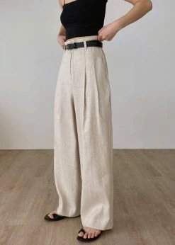 The Frankie Shop CLOTHING Maria Linen Pants - Beige