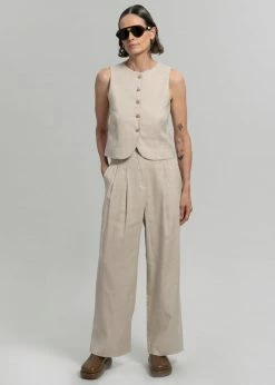 The Frankie Shop CLOTHING Maria Linen Pants - Beige