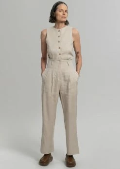 The Frankie Shop CLOTHING Maria Linen Pants - Beige