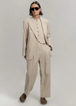 The Frankie Shop Maria Linen Vest - Beige CLOTHING