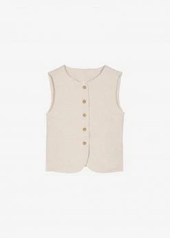 The Frankie Shop Maria Linen Vest - Beige CLOTHING
