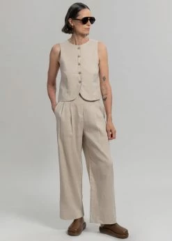 The Frankie Shop Maria Linen Vest - Beige CLOTHING