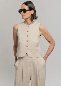The Frankie Shop Maria Linen Vest - Beige CLOTHING