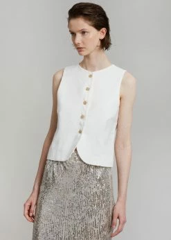 The Frankie Shop CLOTHING Maria Linen Vest - White