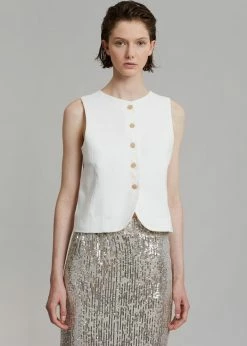 The Frankie Shop CLOTHING Maria Linen Vest - White