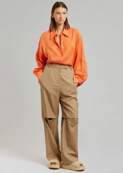 The Frankie Shop Marlow Oversized Linen Shirt - Tangerine
