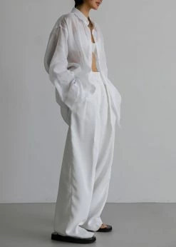 The Frankie Shop Marlow Oversized Linen Shirt - White