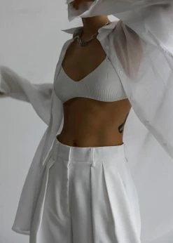 The Frankie Shop Marlow Oversized Linen Shirt - White