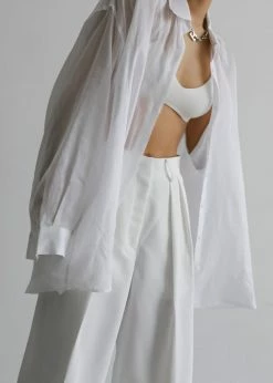 The Frankie Shop Marlow Oversized Linen Shirt - White