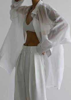 The Frankie Shop Marlow Oversized Linen Shirt - White