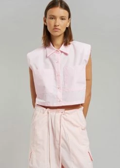 The Frankie Shop Marylin Padded Cropped Shirt - Pink